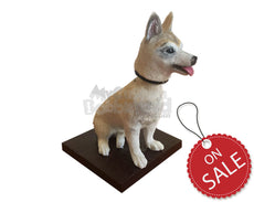 Custom Bobblehead Pet Dog Sitting With A Belt Around Its Neck - Pets & Animals Dogs Personalized Bobblehead & Cake Topper