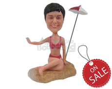 Custom Bobblehead Sexy Girl Wearing Bra And Panties Soaking The Heat At The Beach - Sexy & Funny Sexy & Naughty Personalized Bobblehead & Cake Topper