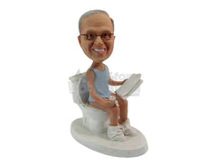 Custom Bobblehead Poopy Pants Dude Reading Newspaper In Toilet - Sexy & Funny Funny Personalized Bobblehead & Cake Topper