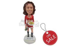 Custom Bobblehead Sexy Waitress Wearing Short Blouse And Skirt - Sexy & Funny Sexy & Naughty Personalized Bobblehead & Cake Topper