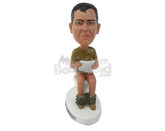 Custom Bobblehead Angry Man On Toilet Reading Newspaper - Sexy & Funny Funny Personalized Bobblehead & Cake Topper