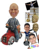 Custom Bobblehead Hardworking Dude Wearing Shirt And Jeans Riding A Lawn Mower - Motor Vehicles Lawn Mowers Personalized Bobblehead & Cake Topper