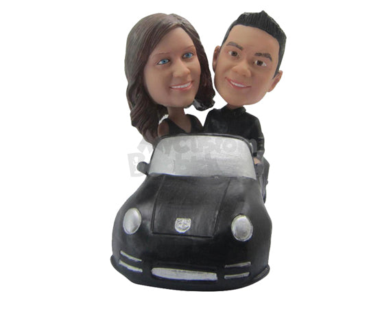 Custom Bobblehead Cute Couple Driving In A Convertible Car - Motor Vehicles Cars, Trucks & Vans Personalized Bobblehead & Cake Topper