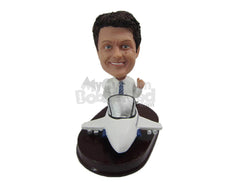 Custom Bobblehead Dude In Formal Attire In A Plane Giving Thumbs Up - Motor Vehicles Planes Personalized Bobblehead & Cake Topper