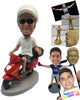 Custom Bobblehead Dude In T-Shirt And Shorts Riding A Scooter - Motor Vehicles Motorcycles Personalized Bobblehead & Cake Topper