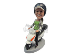Custom Bobblehead Stylish Lady Wearing A Jacket With Her Scooter - Motor Vehicles Motorcycles Personalized Bobblehead & Cake Topper