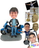 Custom Bobblehead Pal Wearing Jacket And Jeans Standing With His Bike - Motor Vehicles Motorcycles Personalized Bobblehead & Cake Topper