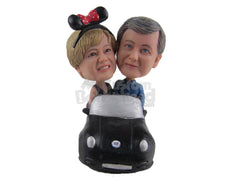 Custom Bobblehead Lovely Couple In A Fancy Convertible Car - Motor Vehicles Motorcycles Personalized Bobblehead & Cake Topper
