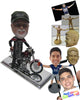 Custom Bobblehead Man Wearing Jacket Showing Off His Cool Fast Ride - Motor Vehicles Motorcycles Personalized Bobblehead & Cake Topper
