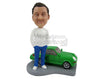 Custom Bobblehead Cool Dude In Casual Attire With A Car - Motor Vehicles Cars, Trucks & Vans Personalized Bobblehead & Cake Topper