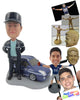 Custom Bobblehead Handsome Fella Wearing Jacket Standing With His Car - Motor Vehicles Cars, Trucks & Vans Personalized Bobblehead & Cake Topper