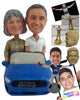 Custom Bobblehead Happy couple driving a beautiful carwearing nice clothes - Motor Vehicles Cars, Trucks & Vans Personalized Bobblehead & Action Figure