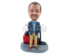 Custom Bobblehead Businessman wearing nice outfit with a fork lift truck - Motor Vehicles Cars, Trucks & Vans Personalized Bobblehead & Action Figure