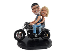 Custom Bobblehead Crazy couple riding their cool bike - Motor Vehicles Motorcycles Personalized Bobblehead & Action Figure