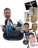 Custom Bobblehead Cool dude leaning on his motorcycle wearing leather jacket pants and nice boots - Motor Vehicles Motorcycles Personalized Bobblehead & Action Figure