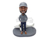 Custom Bobblehead Casual dude wearin nice sweatshirt pants and really cool shoes  with hands inside pockets and an Airplane prop on the back - Motor Vehicles Planes Personalized Bobblehead & Action Figure
