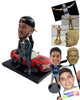 Custom Bobblehead Cool dude wearing a superhero custume with a cape showing his muscle leaning on his rocking car - Motor Vehicles Cars, Trucks & Vans Personalized Bobblehead & Action Figure