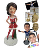 Custom Bobblehead Gorgeous Lady Wearing Santa Skirt With Long Socks Giving A Pose - Holidays & Festivities Christmas Personalized Bobblehead & Cake Topper