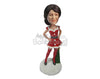 Custom Bobblehead Gorgeous Lady Wearing Santa Skirt With Long Socks Giving A Pose - Holidays & Festivities Christmas Personalized Bobblehead & Cake Topper
