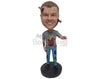 Custom Bobblehead Male Zombie In T-Shirt And Jeans With A Rod Through His Head - Holidays & Festivities Halloween Personalized Bobblehead & Cake Topper